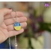 Кулон Герб України. Слава нації. Тризуб. Колір срібло Кольори прапор України. На ланцюжку